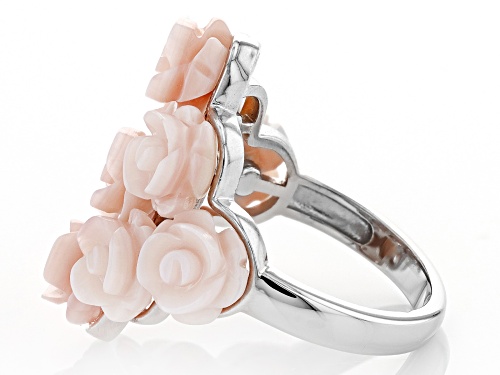 8mm Pink South Sea Mother-of-Pearl Rhodium Over Sterling Silver Ring - Size 12