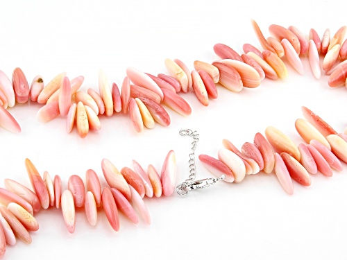 10mm Pink Conch Shell Rhodium Over Sterling Silver 22 Inch Necklace - Size 22