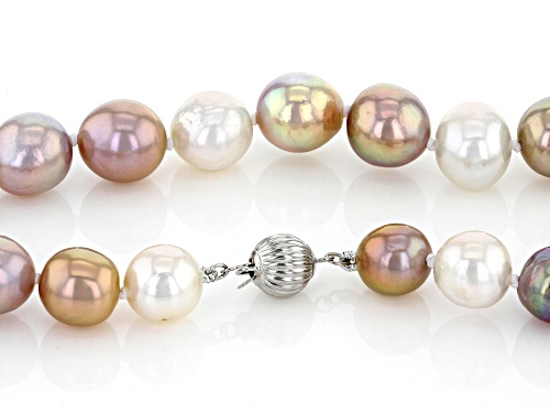 Genusis™ 8-12mm Multi-Color Cultured Freshwater Pearl Rhodium Over Sterling Silver 20 Inch Necklace - Size 20
