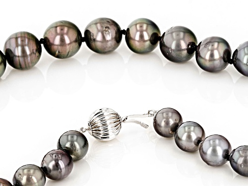 8-10mm Cultured Tahitian Pearl Rhodium Over 14k White Gold 18 Inch Strand Necklace - Size 18