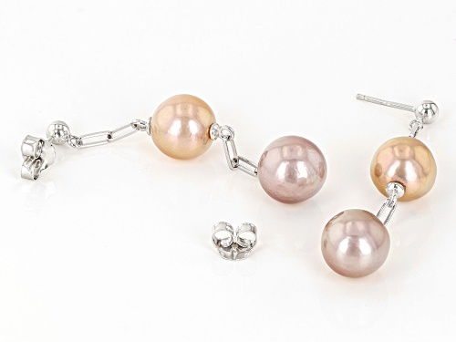Genusis™ 9.5-10mm Multi-Color Cultured Freshwater Pearl Rhodium Over Sterling Silver Earrings