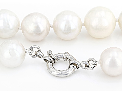 Genusis™ 11-13mm White Cultured Freshwater Pearl Rhodium Over Sterling Silver 22 Inch Necklace - Size 22