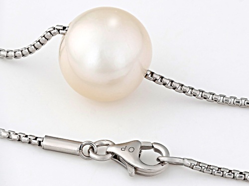 Genusis™ 10.5mm White Cultured Freshwater Pearl Rhodium Over Sterling Silver Necklace - Size 18