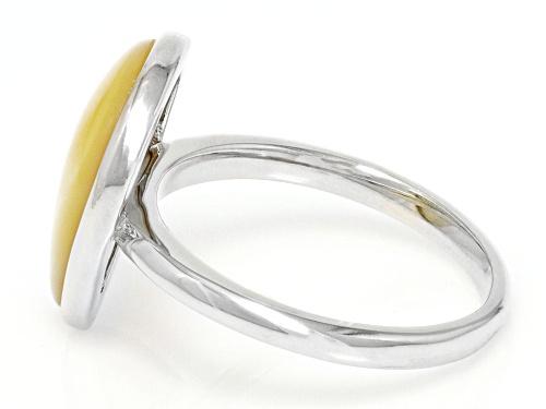 16x12mm Pear Shaped Golden South Sea Mother Of Pearl Rhodium Over Sterling Silver Ring - Size 12