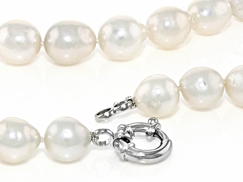 Genusis™ 10.5-12.5mm White Cultured Freshwater Pearl Rhodium Over Sterling Silver Necklace - Size 20