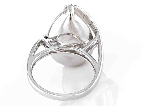 21x14mm White South Sea Mother-of-Pearl Rhodium Over Sterling Silver Ring - Size 6