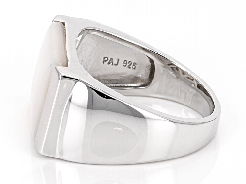 13x11mm White Mother-of-Pearl Rhodium Over Sterling Silver Ring - Size 6