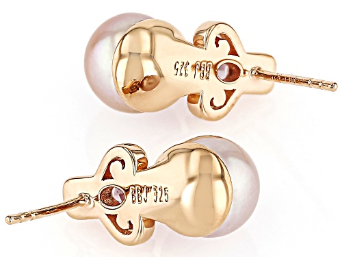 8.5-9mm Purple Cultured Freshwater Pearl & Purple Spinel 18k Rose Gold over Sterling Silver Earrings