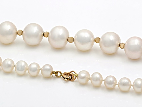 6-7mm and 11-12mm White Cultured Freshwater Pearl 14k Yellow Gold 18