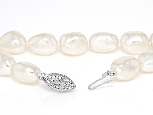 8-9mm White Cultured Freshwater Pearl Rhodium Over Sterling Silver 24