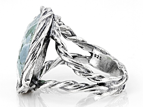 Artisan Collection of Israel™ 20mm Roman Glass Sterling Silver Textured Ring - Size 7