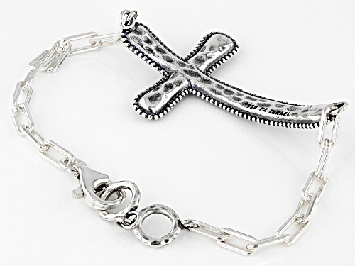Artisan Collection of Israel™ Sterling Silver Textured Cross Bracelet - Size 8
