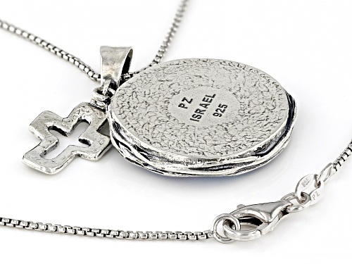 Artisan Collection of Israel™ 23mm Roman Glass Sterling Silver Cross Pendant W/ Chain