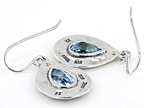 Artisan Collection of Israel™ Sky Blue Topaz Two Tone Silver & 14K Gold Over Silver Earrings