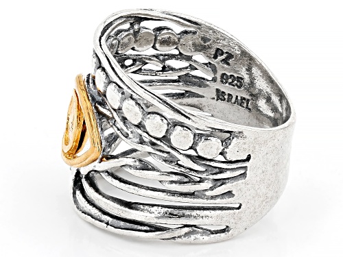 Artisan Collection of Israel™ Two Tone Sterling Silver & 14K Gold Over Silver Evil Eye Ring - Size 6