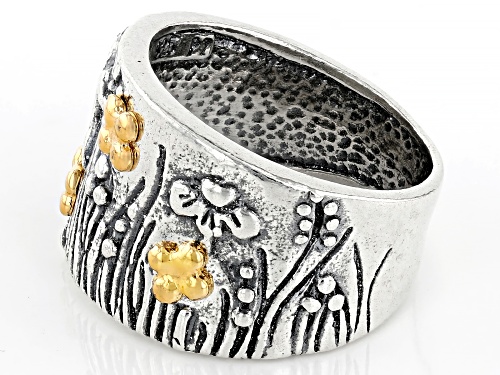 Artisan Collection of Israel™ Two Tone Sterling Silver & 14K Gold Over Silver Garden Band Ring - Size 6