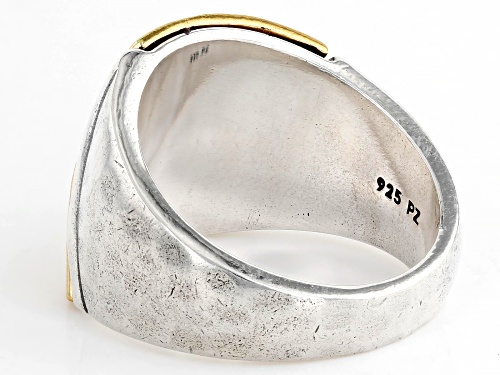 Artisan Collection of Israel™ Two Tone Sterling Silver & 14K Gold Over Silver Textured Ring - Size 6
