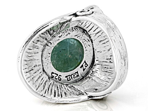 Artisan Collection of Israel™ 13x18mm Roman Glass Sterling Silver Scroll Detail Ring - Size 8