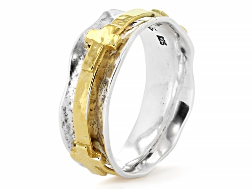 Artisan Collection of Israel™ 14K Yellow Gold Over Sterling Silver Cross Spinner Ring - Size 5