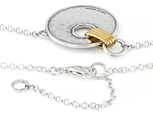 Artisan Collection of Israel™ Two Tone Sterling Silver & 14K Gold Over Silver Hammered Necklace - Size 18