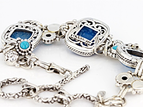 Artisan Collection Of Bali™ Blue Quartz Doublet And Blue Turquoise Silver Bracelet - Size 7.5