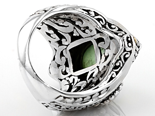 Artisan Collection Of Bali™ Mint Chrysoprase Doublet with .56ctw Peridot Silver & 18k Gold Ring - Size 5