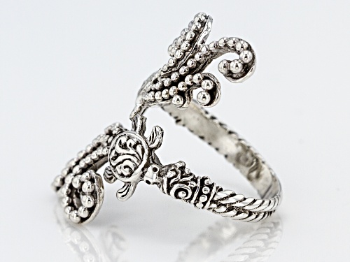 Artisan Collection Of Bali™ Sterling Silver Turtle Tidal Wave Bypass Ring - Size 9