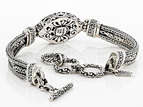 Artisan Collection Of Bali™ Silver And 18k Gold Accent Hammered Curly Q Triple Chain Bracelet - Size 7.5