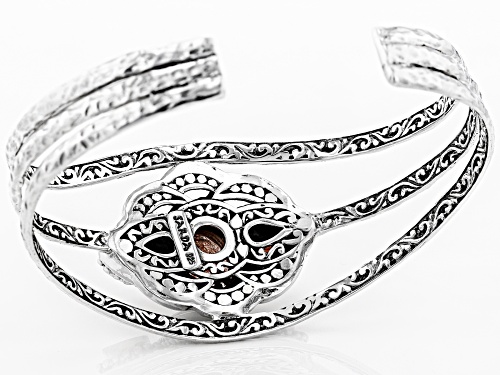 Artisan Collection Of Bali™ 3.57ct Strawberry  Quartz And 0.86ctw Red Garnet Silver Cuff Bracelet