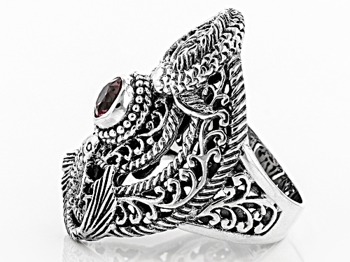 Artisan Collection Of Bali™ 0.51ct Round Pale Plum™ Mystic Topaz® Silver Solitaire Koi Fish Ring - Size 6