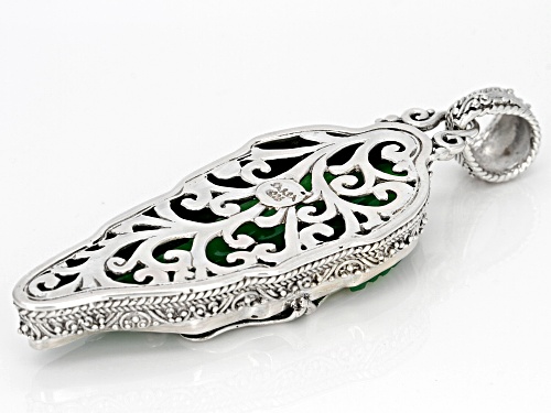 Artisan Collection Of Bali™ Carved Green Quartz Leaf Sterling Silver Pendant