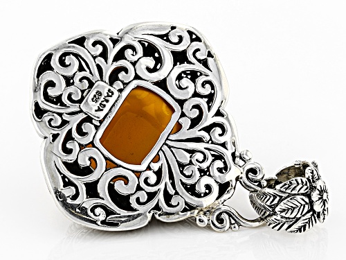 Artisan Collection Of Bali™ 19x14mm Rectangular Cushion Carved Carnelian Turtle Silver Pendant