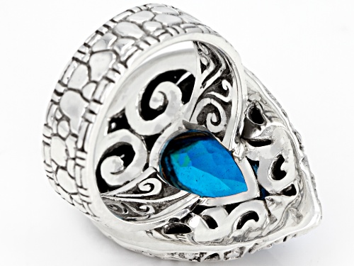 Artisan Collection Of Bali™ Rainbow Paraiba Color Caribbean Quartz Triplet Silver Ring - Size 5