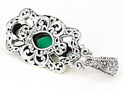Artisan Collection Of Bali™ Green Onyx And 1.64ctw Butterfly Green™ Topaz Silver Pendant