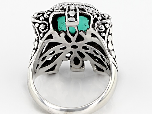 Artisan Collection Of Bali™ 10mm Square Cushion Green Onyx Doublet Silver Solitaire Ring - Size 12