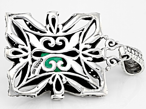 Artisan Collection Of Bali™ 10mm Square Cushion Green Onyx Doublet Silver Pendant