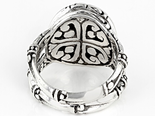 Artisan Collection Of Bali™ Mosaic Mother Of Pearl & Black Onyx Zebra Print Inlay Silver Ring - Size 8