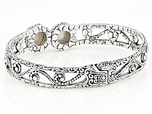 Artisan Collection Of Bali™ 10mm Round White Mabe Pearl Silver Filigree Bangle Bracelet - Size 6.75