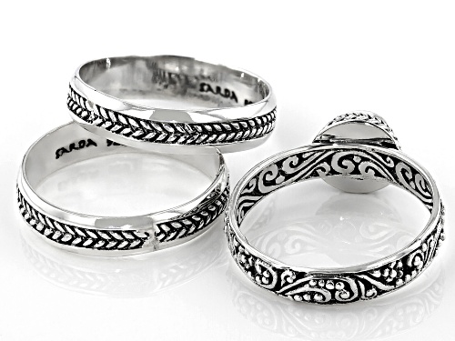 Artisan Collection Of Bali™ 0.55ct White Topaz Sterling Silver Stack able Set of 3 Rings - Size 7