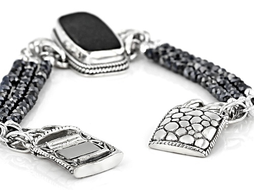 Artisan Collection Of Bali™ Volcanic Rock And Black Spinel Bead Sterling Silver Bracelet - Size 7