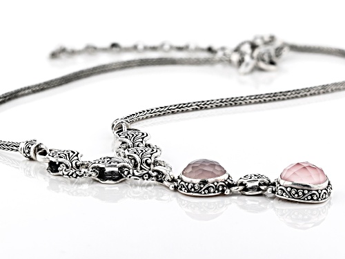 Artisan Collection Of Bali™ Light Pink Quartz Doublet And 5.04ct Rose Quartz Silver Necklace - Size 18