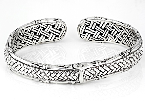 Artisan Collection Of Bali™ 20x8mm Pear Shape Abalone Doublet Silver Basket Weave Design Bracelet - Size 6.75