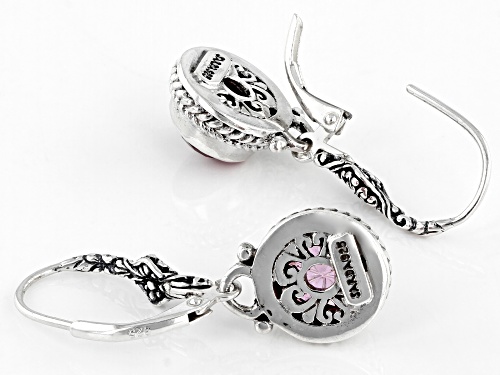 Artisan Collection Of Bali™ 5.48ctw 8mm Round Pure Pink™ Topaz Silver Dangle Earrings