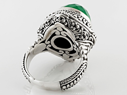 Artisan Gem Collection Of Bali™ 13mm Round Green Onyx Sterling Silver Solitaire Ring - Size 4