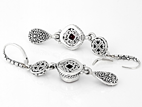 Artisan Collection Of Bali™ 8mm Square Cushion Ruby Triplet Silver Dangle Earrings