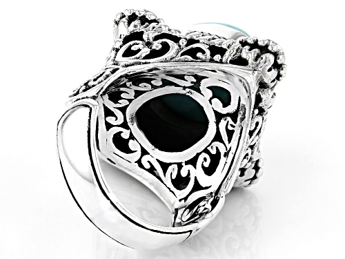 Artisan Collection Of Bali™ 16x12mm Oval Turquoise And .24ctw Chrome Diopside Silver Ring - Size 9