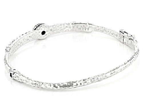 Artisan Collection Of Bali™ .57ct Round Black Spinel Sterling Silver Bangle Bracelet - Size 6.75