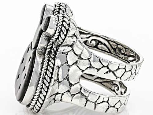 Artisan Collection of Bali™ Carved Mother-of-Pearl Silver Ladybug Ring - Size 8