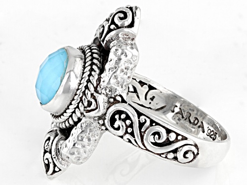Artisan Collection of Bali™ 8mm Round Sleeping Beauty Turquoise Quartz Doublet Silver Ring - Size 8