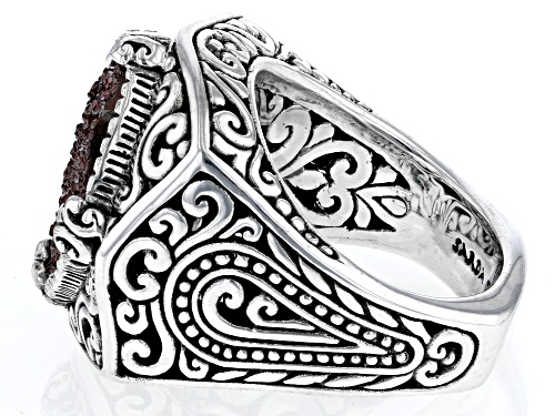 Artisan Collection of Bali™ 14mm Southwest Chili™ Drusy Quartz Silver Ring - Size 8